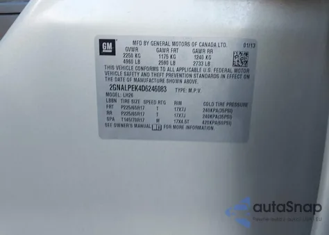 2013 Chevrolet Equinox 2Lt z USA, uszkodzony, nr VIN 2GNALPEK4D6246083